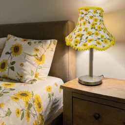 Yellow Sunflower Lampshade With A Pom Trim Handmade For Ceiling Lights, Table & Floor Standard Lamp Shades - thumbnail 2
