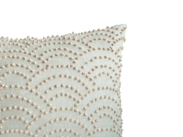 French Knot Linen Pillow Cover, Scallops Pillow, Oatmeal Beige Ivory Embroidery Pillow, Lumbar Throw Thanksgiving Gift - image 1