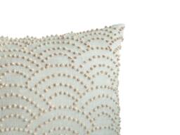 French Knot Linen Pillow Cover, Scallops Pillow, Oatmeal Beige Ivory Embroidery Pillow, Lumbar Throw Thanksgiving Gift - thumbnail 1