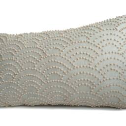 French Knot Linen Pillow Cover, Scallops Pillow, Oatmeal Beige Ivory Embroidery Pillow, Lumbar Throw Thanksgiving Gift - thumbnail 3