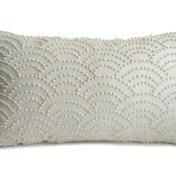 French Knot Linen Pillow Cover, Scallops Pillow, Oatmeal Beige Ivory Embroidery Pillow, Lumbar Throw Thanksgiving Gift - thumbnail 2