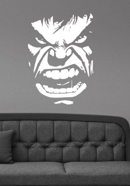 Hulk Face Wall Decal Superhero Vinyl Sticker Art Comics Decorations For Home Boys Room Super Hero Decor Poster Gift Mural Hlk5 - image 1