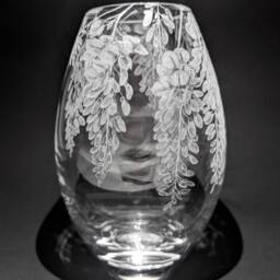 Wisteria Vase - Flowers -Hand Engraved Dartington Crystal Beautiful Glass Art Flower Gift- Engraving- Wedding Gift - thumbnail 2