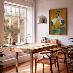 Crane Birds Poster, Yellow & Blue Japanese Art Print, Elegant Wall - thumbnail 3