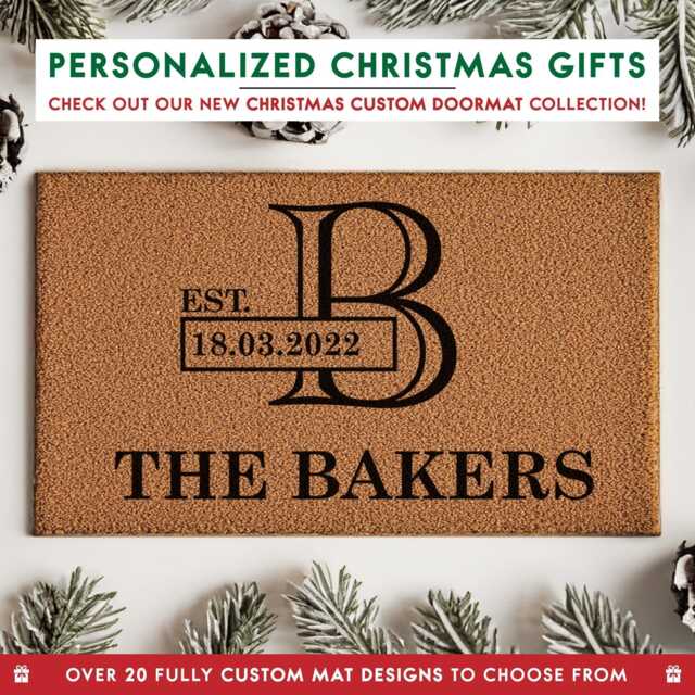 Custom Doormat Monogram, Family Name, Christmas Gift, Personalized Doormat, Closing Gift Welcome Mat, Door Mat Rug - image 1