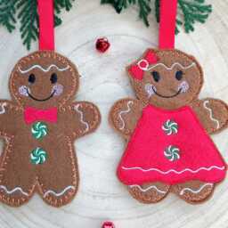 Felt Gingerbread Girl Hanging Decoration For Christmas Tree - Personalised Holiday Decoration Gift With Custom Dress, Bow & Buttons - thumbnail 3