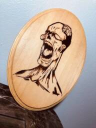 Wood Burned Zombie Pyrography - thumbnail 1