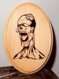 Wood Burned Zombie Pyrography - thumbnail 2