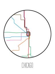 Chicago, Illinois - Minimalist Metro Subway Art Print Chicago L - thumbnail 3