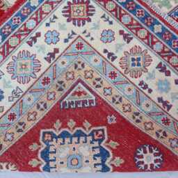 6x9 Kazak Rug - Red Afghan Caucasian Hand Knotted Veg Dyes Wool Area Oriental Geometric Design Home Decor Rug Bedroom Carpet - thumbnail 4
