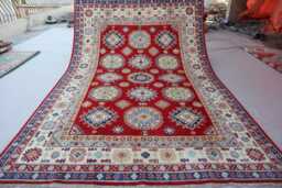 6x9 Kazak Rug - Red Afghan Caucasian Hand Knotted Veg Dyes Wool Area Oriental Geometric Design Home Decor Rug Bedroom Carpet - thumbnail 1