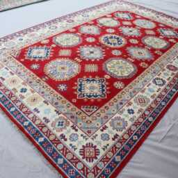 6x9 Kazak Rug - Red Afghan Caucasian Hand Knotted Veg Dyes Wool Area Oriental Geometric Design Home Decor Rug Bedroom Carpet - thumbnail 2