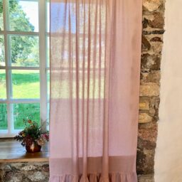 Linen Curtain Panel With Ruffle, Dusty Pink Window Curtains, Drapes, Panels, Boho - thumbnail 2