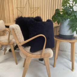 Dark Blue Sheepskin Cushions, Navy Scatter Cushions , Genuine Dark Pillows - thumbnail 4