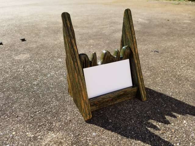 Reclaimed Wood Business Card Holder, Green - image 1