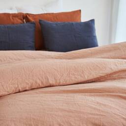Charcoal Linen Pillow Shams Set Envelope Pillowcases, Wrinkled Texture - thumbnail 2