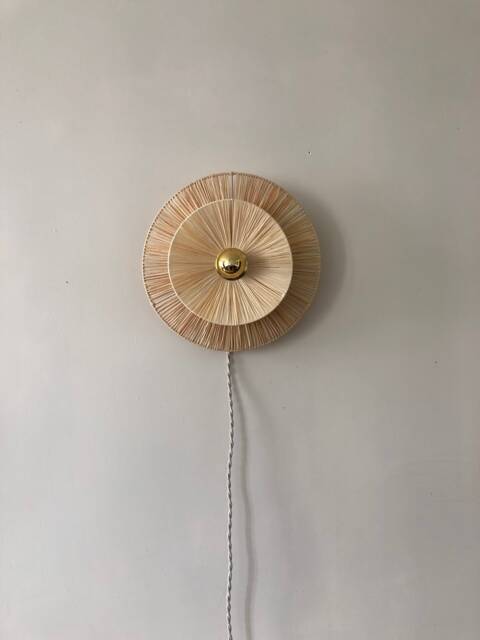 Galia D. 30cm Portable Wall Light in Natural Fibers - Fixed Version On Request Made France - image 1