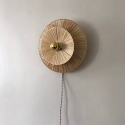 Galia D. 30cm Portable Wall Light in Natural Fibers - Fixed Version On Request Made France - thumbnail 3