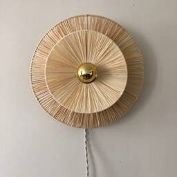 Galia D. 30cm Portable Wall Light in Natural Fibers - Fixed Version On Request Made France - thumbnail 2