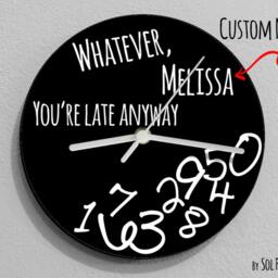 Custom Name Whatever, You're Late Anyway/Round Black - Wall Clock Rgb Led 5V Option - thumbnail 2