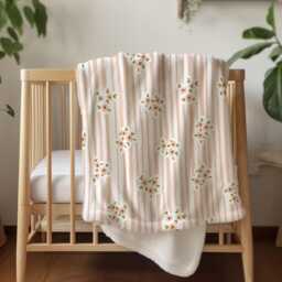 stripes - Floral Pink, Sherpa Fleece Blanket, Decor, Kids Bedding, Blankets, Children's, Pretty Floral, Girls Blanket - thumbnail 2