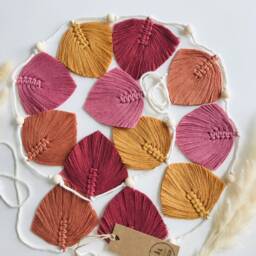 Macrame Feathers Garland - Water Colour Palette Tapestry Wall Hanging Bohemian Decor Bunting Natural Nursery 21 Custom Colours - thumbnail 4