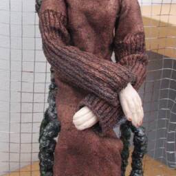 Lady L. Polymer Clay Fimo & Textile Doll On Wire Metal Mesh Frame. Ooak Doll For Home Office Decor. Free Shipping - thumbnail 2