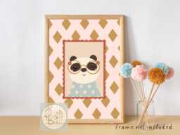 Cute Panda in Glasses Print. Perfect For A Nursery, Bedroom Or Playroom. Animal Print - Unframed - thumbnail 1