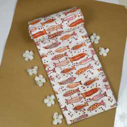 Hand Block Print Cotton Fabric Kids Fish Design, By The Yard - thumbnail 1