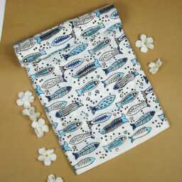 Hand Block Print Cotton Fabric Kids Fish Design, By The Yard - thumbnail 2