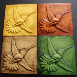 Lifesize Hummingbird in Flight Concrete Art Tile - thumbnail 3