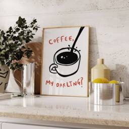 Coffee My Darling Print, Ink Bleed, Poster, Kitchen Wall Art, Cafe Decor, Trendy Unframed - thumbnail 3