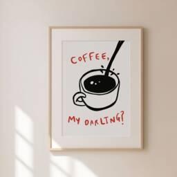 Coffee My Darling Print, Ink Bleed, Poster, Kitchen Wall Art, Cafe Decor, Trendy Unframed - thumbnail 2