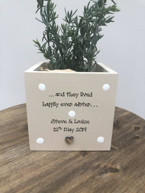 Wedding Present Personalised Shabby Chic Plant Pot Any Names Bride & Groom Gift Any Names Or Dates Special Couple - image 1