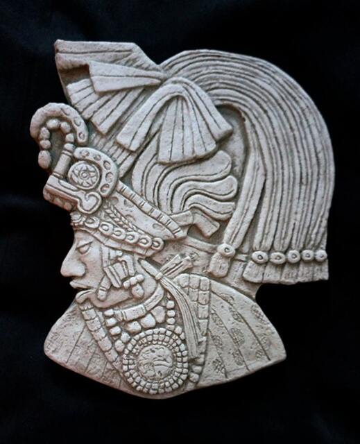 Historical Reproduction Of Mayan Sculpture Bird Jaguar in Battle Dress Late Classic Period From Lintel 41, Yaxchilan, Chiapas, Mexico - image 1