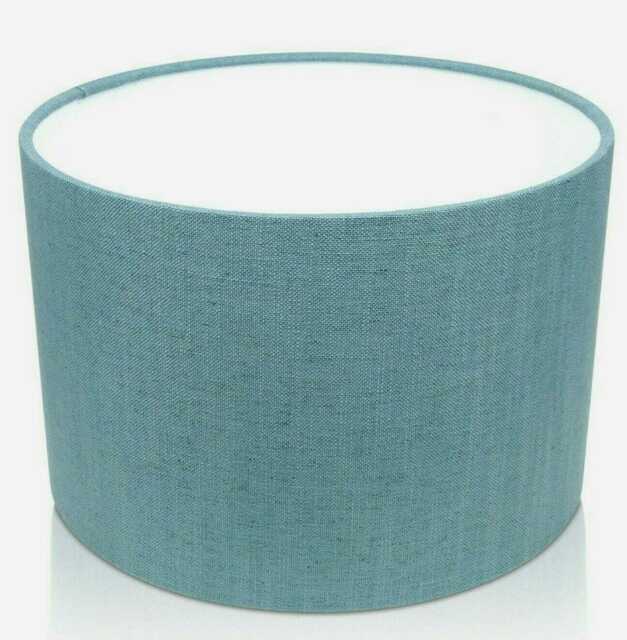 Handmade Spa Blue Linen Drum Lampshade, Table Lamp Or Ceiling Shade - image 1