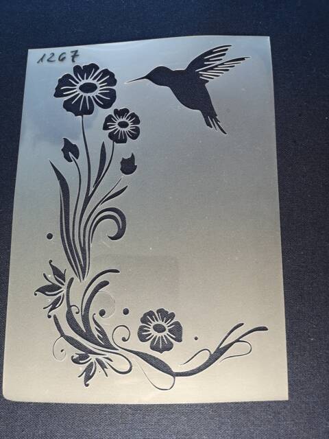 Flower With Colibri Stencil, Flexible, Reusable, 125Mic, Wall Decor, Home Decor, Furniture Painting, Card Making Stencil From Bitofeverythingbyb