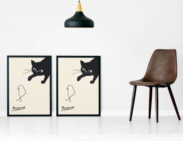 Picasso, Cat Chasing Bird, Poster, Print, Art, Canvas, Wall Art Decor Home