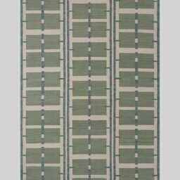 Handmade Scandinavian Kilim Runner Rug - Geometric Wool Flatweave, Blue Green, Swedish Boho Home Decor - thumbnail 3