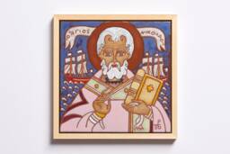 Hand-Painted St Nicholas Ceramic Icon, Greek Orthodox Gift