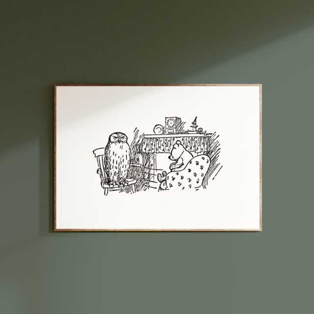Winnie The Pooh Print, & Owl, Nursery Decor, New Baby Gift, Unframed, A2/A3/A4/A5, Classic Winnie-The-Pooh - image 1