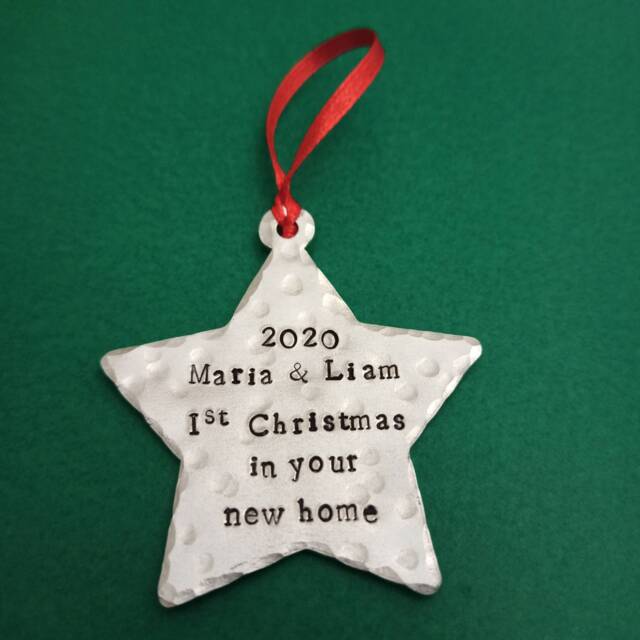 Personalised Christmas Tree Star Decoration On A Card. Name & 1St First in Our/Your New Home 2024 - image 1