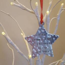 Personalised Christmas Tree Star Decoration On A Card. Name & 1St First in Our/Your New Home 2024 - thumbnail 3