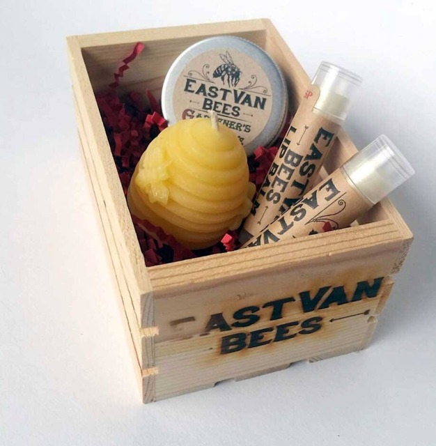 Gift Box With 100% Beeswax Skep Beehive Candle, 2 X Lip Balms, Gardeners Moisturizing Salve - image 1