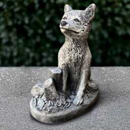 Concrete Fox Statue Stone Figurine Garden Decoration Woodland Animal Sculpture Outdoor Ornament Handmade Gift - thumbnail 1