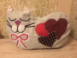 Decorative Cat Pillow Cotton Kids Throw Pillow With Dried Herbs - thumbnail 1