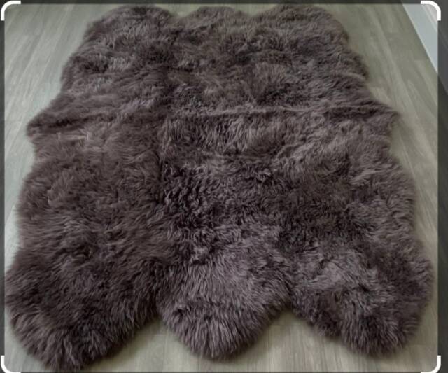 Large Dark Brown Sheepskin Rug, Genuine Fluffy Rug - 180x135cm - image 1