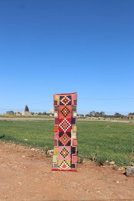 Colorful Moroccan Wool Runner Rug Abstract Berber Hallway Rug - image 1