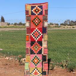 Colorful Moroccan Wool Runner Rug Abstract Berber Hallway Rug - thumbnail 2