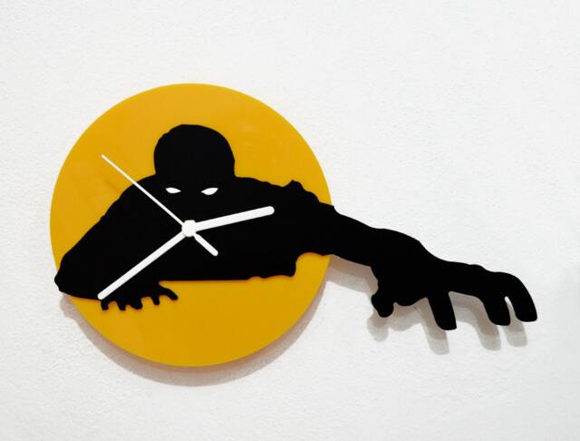 Night Of The Living Dead Zombies Get Out Grave - Black & Yellow Silhouette Wall Clock - image 1